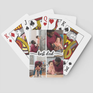 Bester Vater Personalisiert 4 FotoCollage Spielkarten