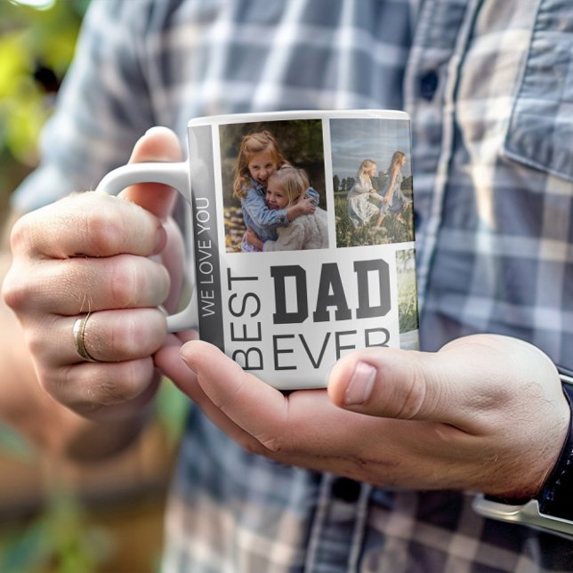 Bester Vater Personalisierte Foto Kaffeetasse (Create your own Best Dad Ever Personalized Photo Collage Mug by MINTIC DESIGN STUDIO)