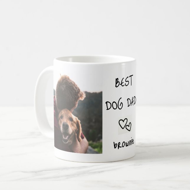Bester Vater Personalisierter Haustier Name 2 Foto Kaffeetasse (Vorderseite Links)