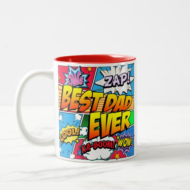 Bester Vater personifizieren überhaupt Comic-Buch Zweifarbige Tasse (Links)