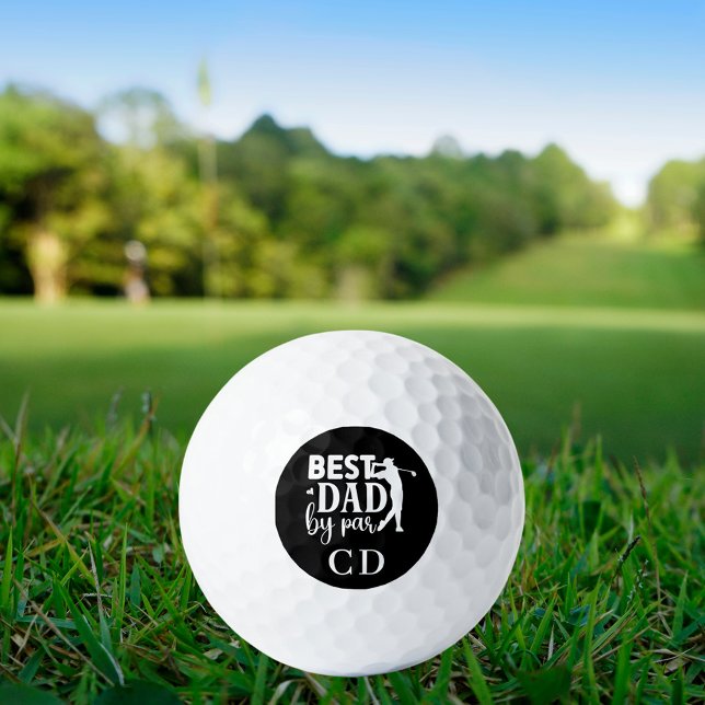 Bester Vater pro Monogramm Schwarz-weiß Golfball (Von Creator hochgeladen)
