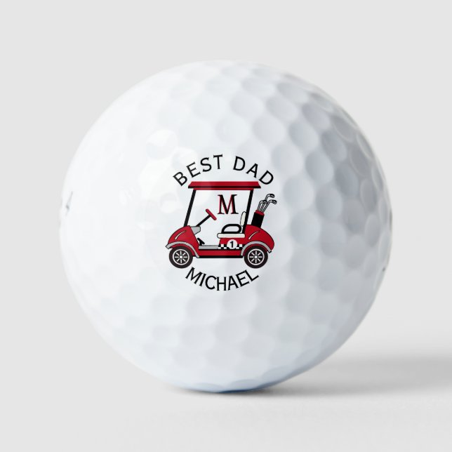 Bester Vater Red & Black Custom Cart Personalisier Golfball (Vorderseite)