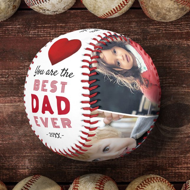 Bester Vater Rotes Herz 4 Foto Collage Baseball (Von Creator hochgeladen)