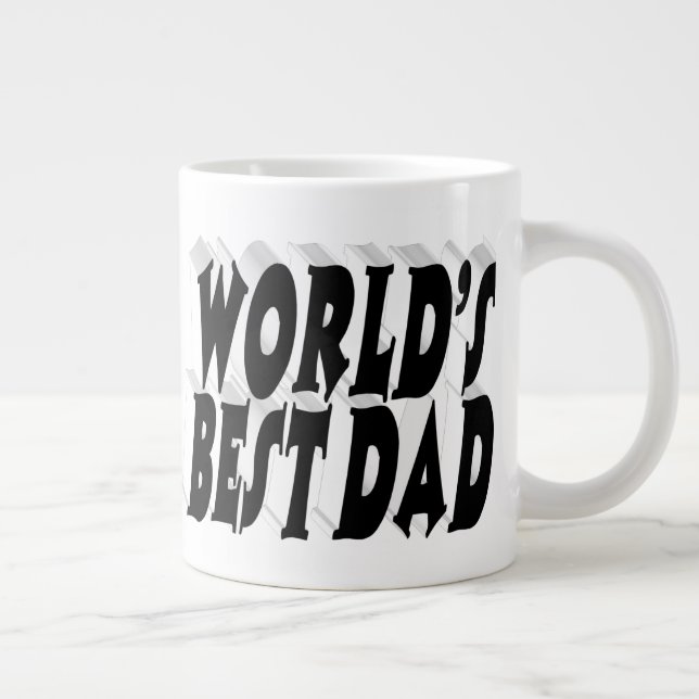 Bester Vater schwarzer 3D-Text Jumbo-Tasse (Rechts)