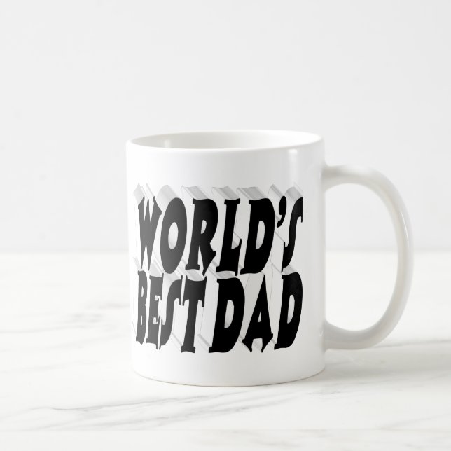 Bester Vater schwarzer 3D-Text Kaffeetasse (Rechts)