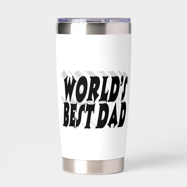 Bester Vater schwarzer 3D-Text Thermobecher (Vorderseite)