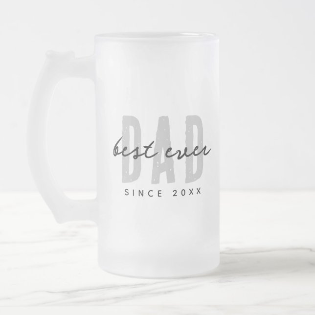 Bester Vater seit 20XX Moderne, einfache Preppy Mattglas Bierglas (Links)