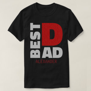 Bester Vater Silberroter Glitzer Name angepasst T-Shirt