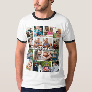 Bester Vater überhaupt 16 Foto-Collage Personalisi T-Shirt