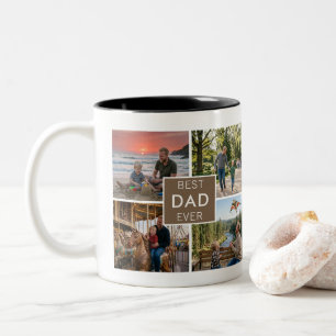 Bester Vater überhaupt 4 Fotos Collage Personalisi Zweifarbige Tasse