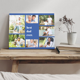 Bester Vater überhaupt 7 Foto-Collage Blau Leinwanddruck