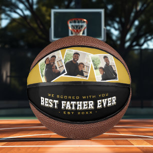 Bester Vater überhaupt Foto Vatertag Gold & Schwar Mini Basketball