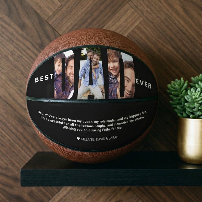 Bester Vater überhaupt Geschenk mit Fotocollage zu Basketball (Best Dad Ever Father’s Day Photo Collage Gift Basketball)