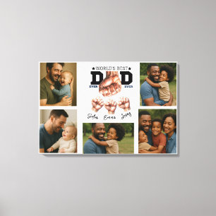 Bester Vater überhaupt personalisierte Fotocollage Leinwanddruck