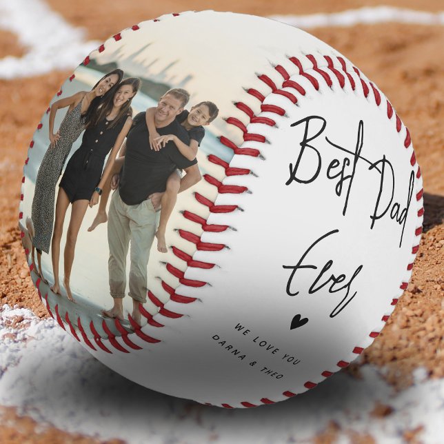 Bester Vater überhaupt Schriftzug 2x Foto Baseball (Best Dad Ever Baseball)