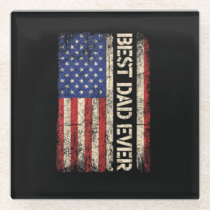 Bester Vater überhaupt US-amerikanische Flagge Ges Glasuntersetzer