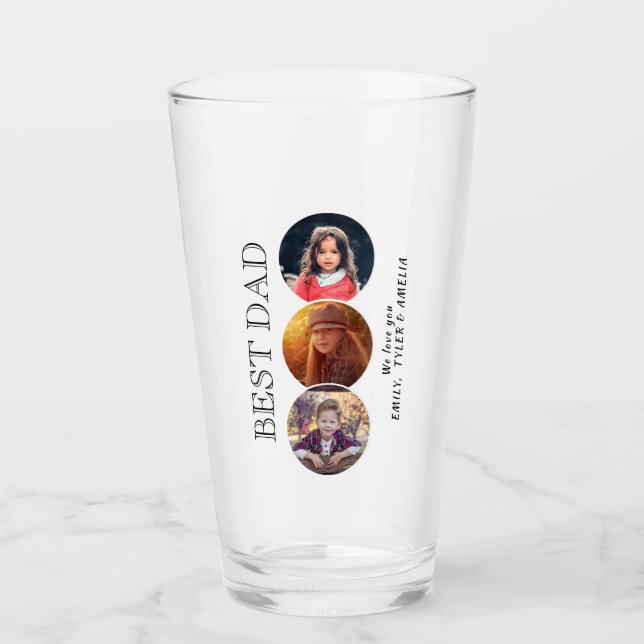 Bester Vater Vatertag 3 FotoCollage Glas (Vorderseite)