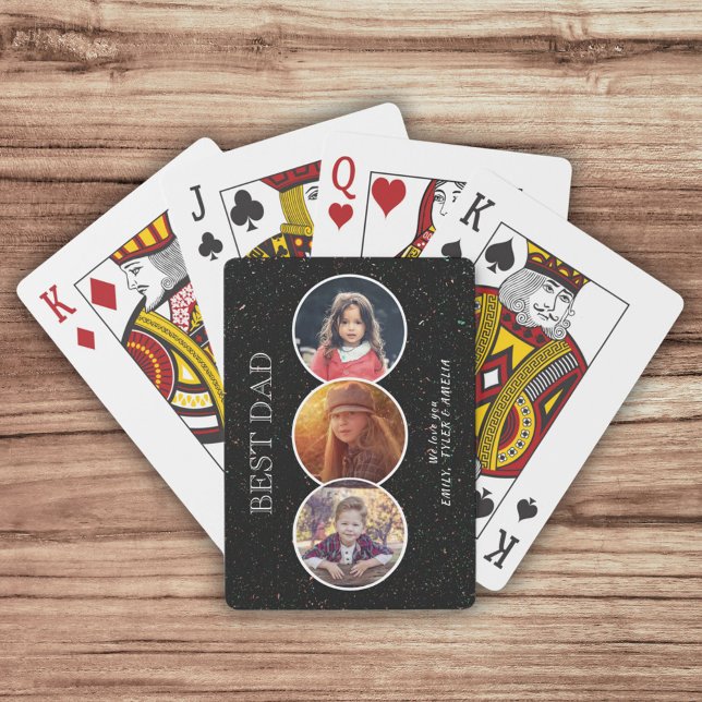 Bester Vater Vatertag 3 Oval Foto Collage Spielkarten (Von Creator hochgeladen)
