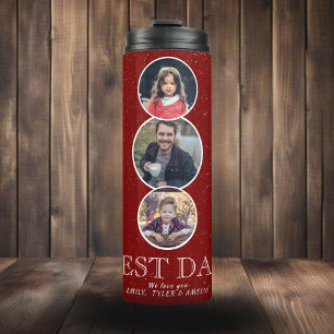 Bester Vater Vatertag 3 Oval-Foto-Collage Thermosbecher