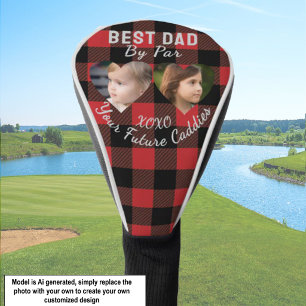 Bester Vater von Par 2 Kinder Foto-Collage Golfer- Golf Headcover