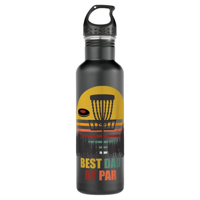 Bester Vater von Par Disk Golf Retro Frisbee Golf  Edelstahlflasche (Vorderseite)