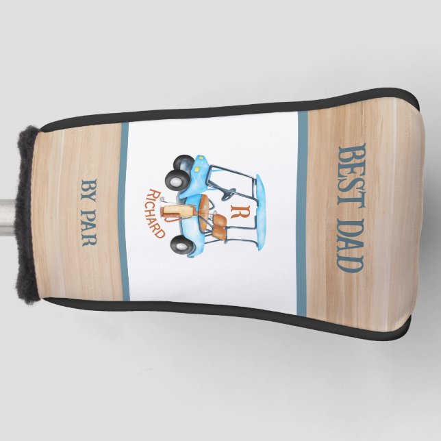 Bester Vater von Par Golf Cart Monogram Name Putte Headcover (Vorderseite)