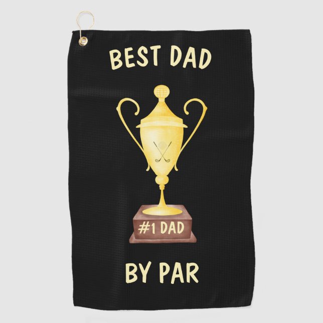 Bester Vater von Par Golf Handtuch mit Goldenen Tr (Vorderseite)