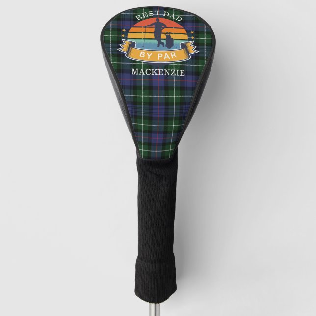 Bester Vater von Par Kariert MacKenzie Green Lila Golf Headcover (Vorderseite)