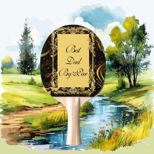 Bester Vater von Par Modern Calligraphy Leafy Swir Tischtennis Schläger (Best Dad by Par Modern Calligraphy Leafy Swirl Fun Ping Pong Paddle)