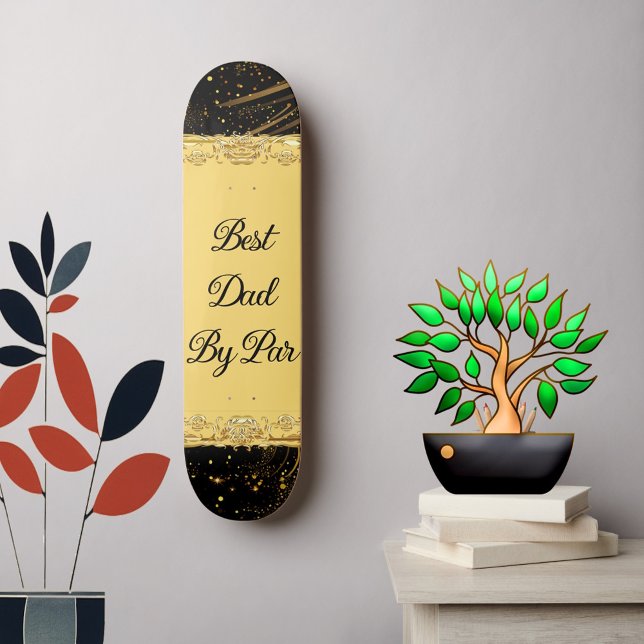 Bester Vater von Par Moderne Kalligraphie, seidig  Skateboard (Best Dad By Par Modern Calligraphy Leafy Swirl Fun Skateboard)