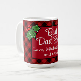 Bester Vater Weihnachts Klassik Rot Kariert Holly Kaffeetasse
