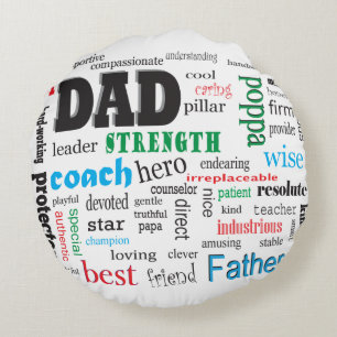 Bester Vater Word Cloud Rundes Kissen