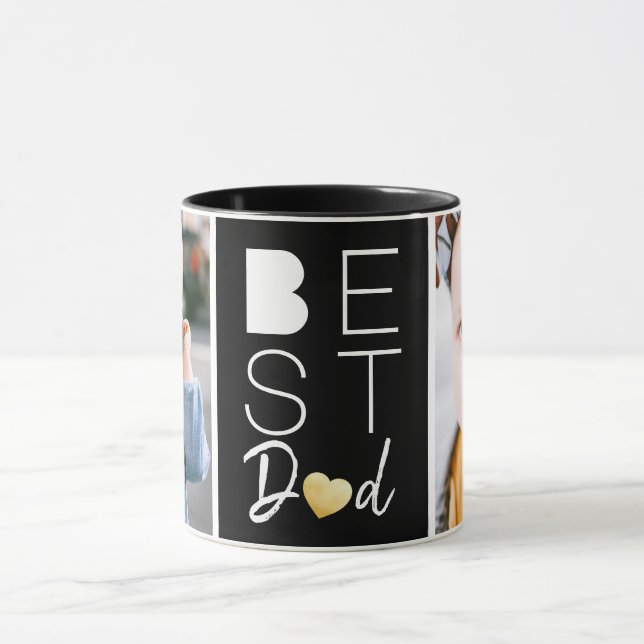 Bester Vater Zwei Foto Back Tasse (Zentrum)