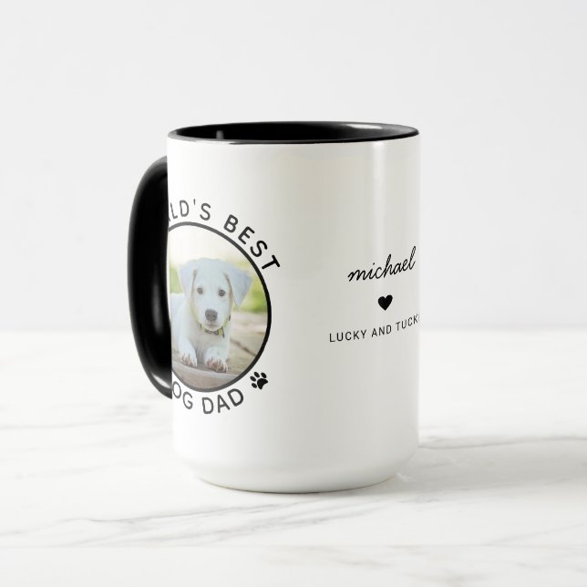 Bester Vater Zwei Foto Moderne Typografie Tasse (Vorderseite Links)
