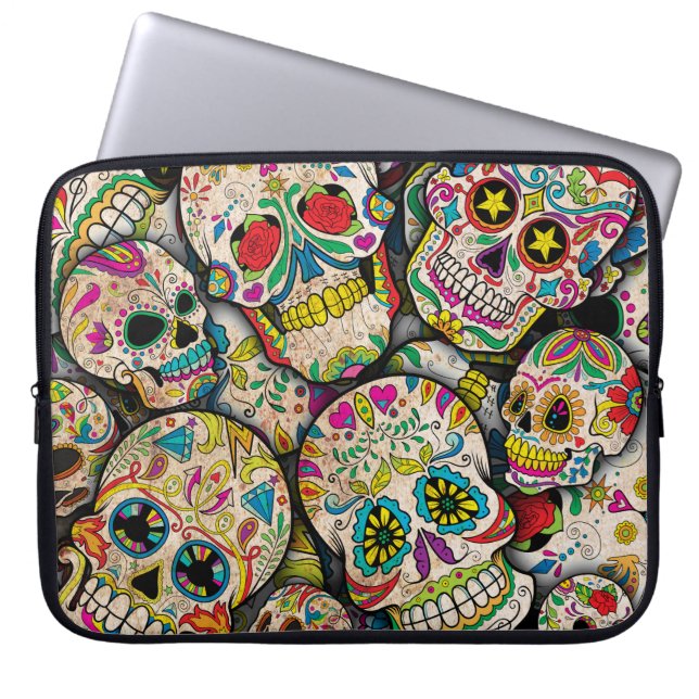 Bester Verkauf von Zucker Schädelmuster Laptopschutzhülle (Vorderseite)