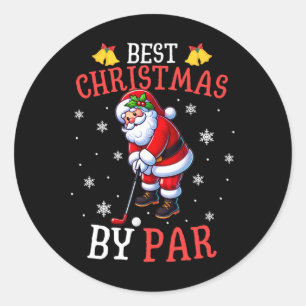 Bester Weihnachten von Par Santa Golfspieler Golfe Runder Aufkleber