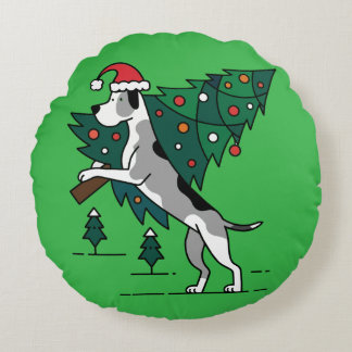 Bester Weihnachtshelfer: Dein Great Dane Rundes Kissen