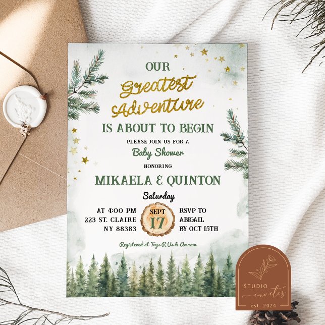 Bestes Adventure fängt Forest Baby Dusche an Einladung (Von Creator hochgeladen)