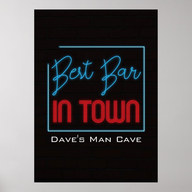 Bestes Bar Neon Typografisches Zeichen Poster (Vorne)