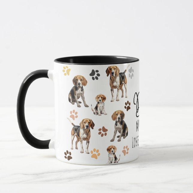 Bestes Beagle-Mum-Muster Zweifarbige Tasse (Links)