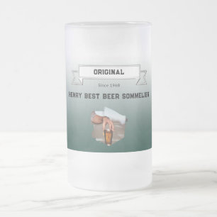 Bestes Bier Sommelier Grün Weißes Foto Mattglas Bierglas