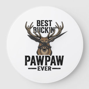 Bestes Buckin Pawpaw Vintage Hirsch Jagd Shirt_1 Große Wanduhr