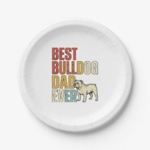 Bestes Bulldog-Vater aller Zeiten Vintage Gravur S Pappteller