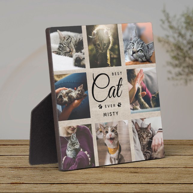 Bestes Cat je Memorial Geschenk Rustikales Foto Pa Fotoplatte (Von Creator hochgeladen)