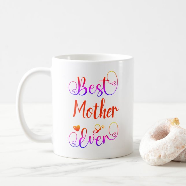 Bestes "dein Text" Jederzeit Typografie Farbiges S Kaffeetasse (Mit Donut)