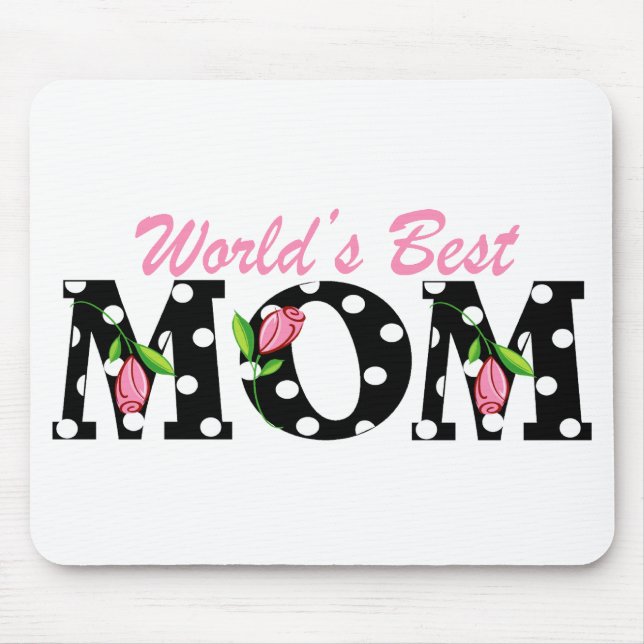 Bestes die Mama-Schwarzes der Welt mit rosa Tulpen Mousepad (Vorne)