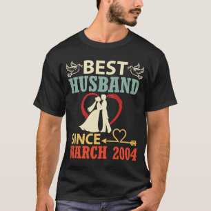 Bestes Ehemann seit März 2004 Hochzeit Verheiratet T-Shirt
