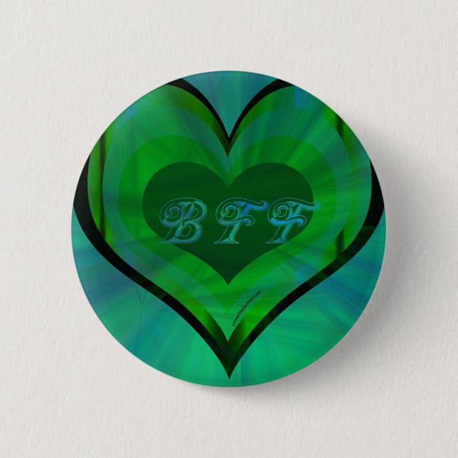 Bestes Freund-für immer grünes Herz Button (Vorderseite)