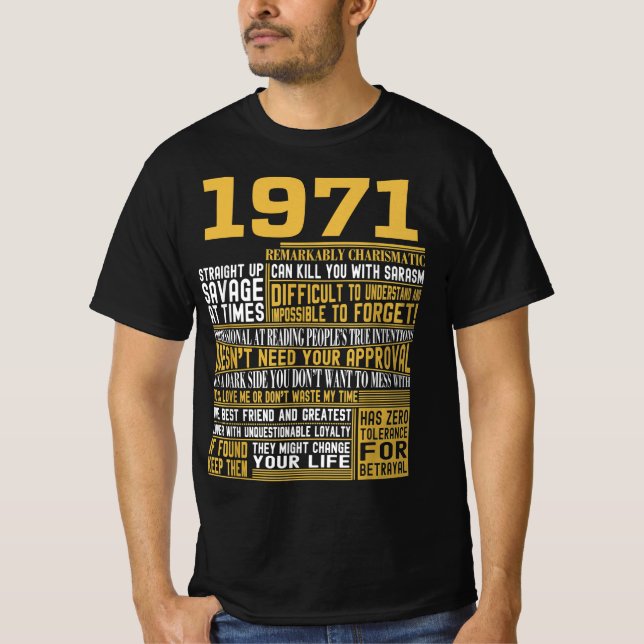 Bestes Geborenes 1971 Fakten für Männer, Frauen, B T-Shirt (Vorderseite)