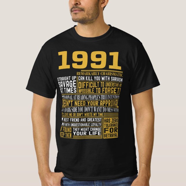 Bestes Geborenes 1991 Fakten für Männer, Frauen, B T-Shirt (Vorderseite)
